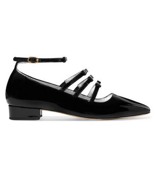 Alexa Chung + Bow-Embellished Patent-Leather Point-Toe Flats