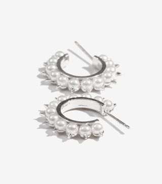 Adornmonde + Tyrell Silver Pearl Hoop Earrings