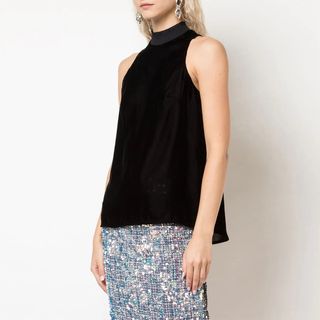 Nicole Miller + Velvet Halterneck Blouse