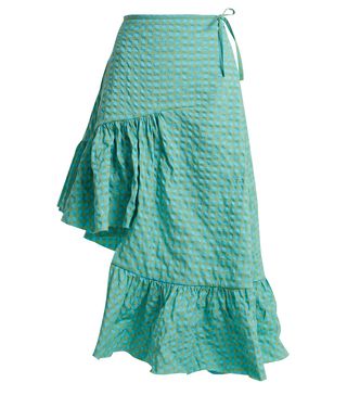 Marques'Almeida + Asymmetric Ruffle-Hem Gingham-Jacquard Skirt