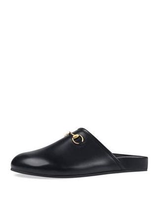 Gucci + New River Leather Mule Slides in Black Leather