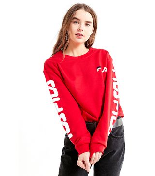 Urban Outfitters x FILA + Double Logo Crew-Neck Sweatshirt