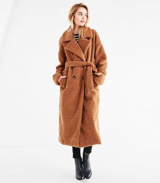 Urban Outfitters + Eddie Double-Breasted Belted Teddy Coat