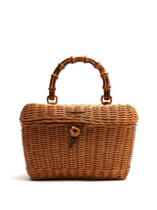 Gucci + Cestino Bamboo-Handle Wooden Basket Bag