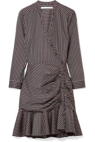 Veronica Beard + Button-Detailed Striped Cotton Dress