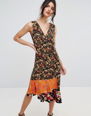 Warehouse + Ditsy Floral Ruffle Hem Midi Dress