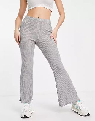 American Eagle + Rib Flare Trousers in Grey