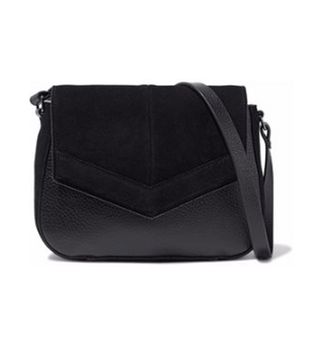 Halston Heritage + Faux-Suede-Paneled Faux-Leather Shoulder Bag