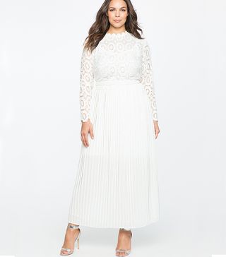 Eloquii + Lace Evening Dress With Pleated Skirt