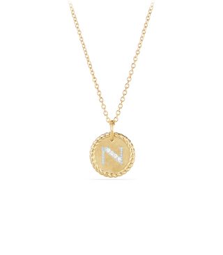 David Yurman + Initial Charm Necklace in 18K Gold