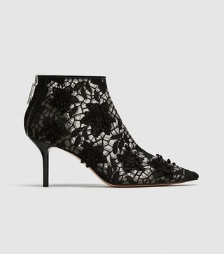 Zara + Lace High Heel Ankle Boots