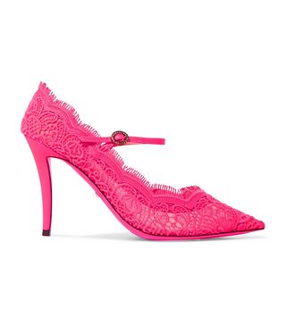 Gucci + Virginia Crystal-Embellished Corded Lace Mary Jane Pumps