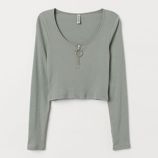 H&M + Ribbed Top with a Zip