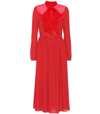 Valentino + Polka-Dot Silk Dress