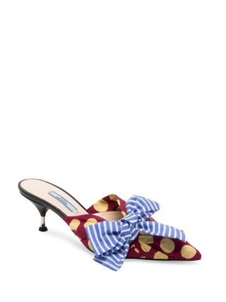 Prada + Polka-Dot Bow Mule Sandal