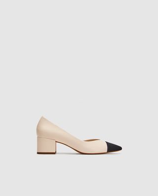 Zara + Pointed Mid-Heel Court Shoe