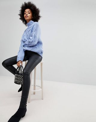 Pieces + Coated Skinny Mid Rise Jeans