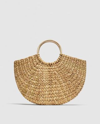 Zara + Straw Bag with Rounded Handles