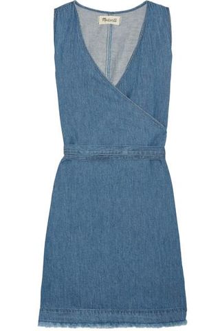 Madewell + Frayed Cotton And Linen-blend Wrap Mini Dress