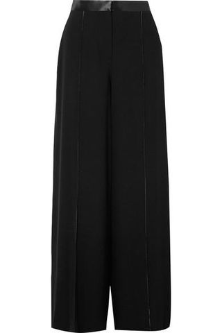 Elizabeth and James + Yuli Satin-Trimmed Crepe Wide-Leg Pants