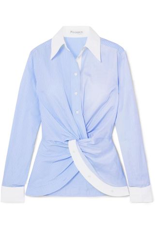 J.W.Anderson + Twist-Front Paneled Cotton-Poplin Shirt