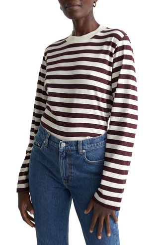 & Other Stories + Stripe Long Sleeve Cotton Top