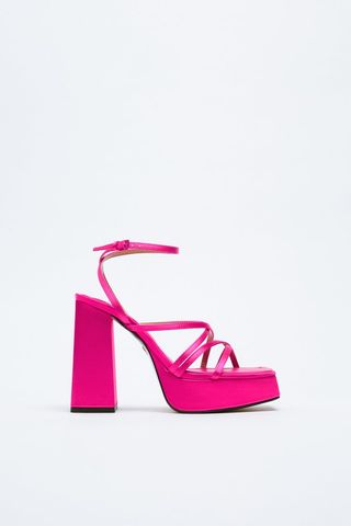 Zara + Strappy Heeled Platform Sandals