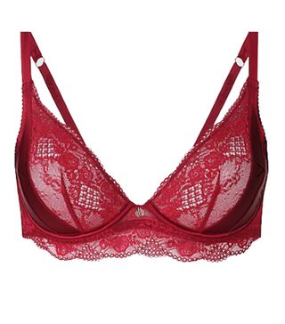 M&S + Lace Non-Padded Plunge Bra With Silk