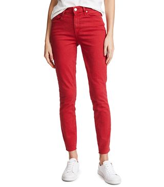 Paige + Hoxton Ankle Skinny Jeans with Raw Hem