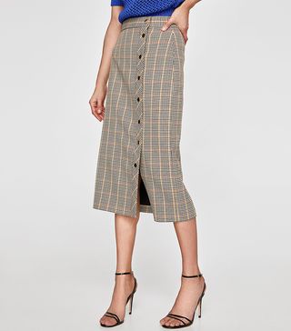 Zara + Checked Pencil Skirt