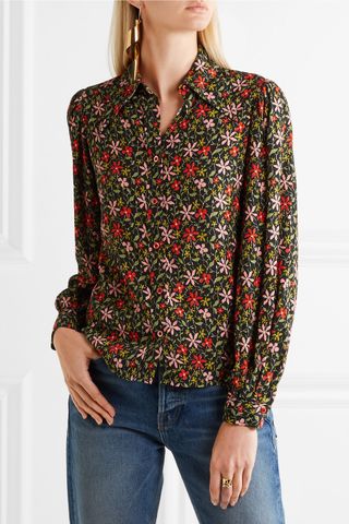 ALEXACHUNG + Floral-Print Crepe Shirt