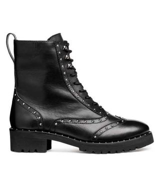H&M + Leather Boots With Studs