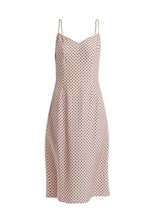 HVN + Lily Polka-Dot Print Silk Slip Dress