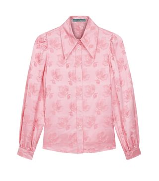 Alexa Chung + Coral Pink Pointed Collar Shirt