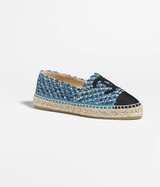 Chanel + Espadrilles in Glittered Tweed and Grosgrain