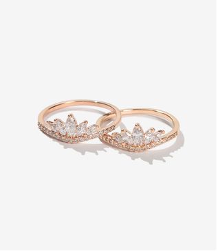 Adornmonde + Drake Rose Gold Crystal Ring Set