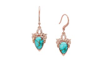 Anna Sheffield + Celestine Pear Earrings in Rose Gold & Turquoise