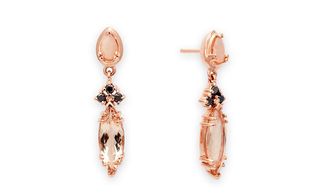 Anna Sheffield + Eleonore Marquise Stud Earrings in Rose Gold & Peach Morganite