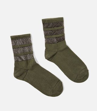 Topshop + Sheer Panel Glitter Ankle Socks