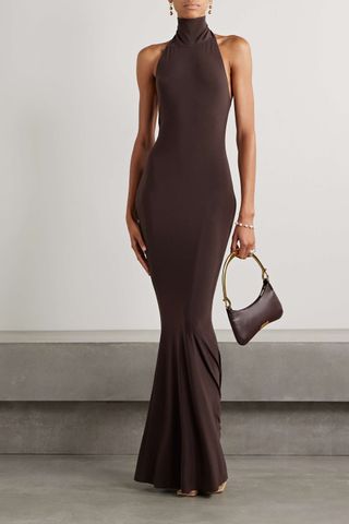 Norma Kamali + Stretch-Jersey Turtleneck Gown