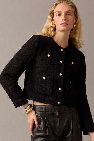 J.Crew + Collection Cropped Lady Jacket in Italian Wool-Blend Bouclé