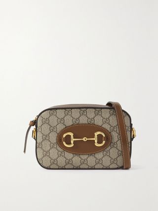 Gucci + Horsebit 1955 Leather-Trimmed Canvas-Jacquard Camera Bag
