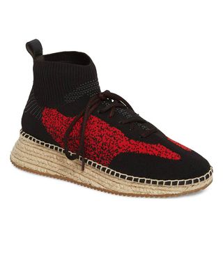 Alexander Wang + Dakota Espadrille Sock Sneakers in Black/Red