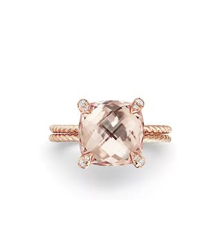 David Yurman + Chatelaine Ring With Morganite and Diamonds in 18K Rose