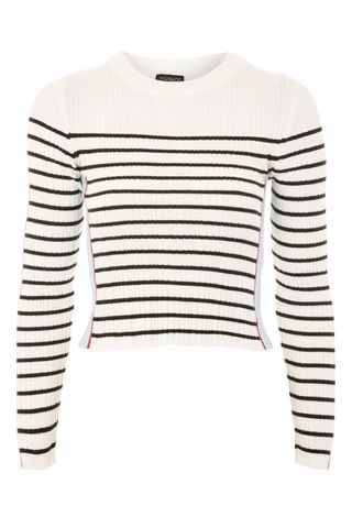 Topshop + Side Striped Sleeve Detail Knitted Top