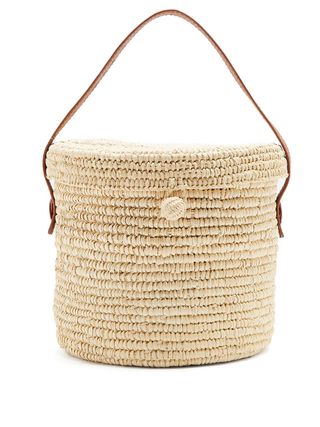 Sensi Studio + Leather-Trimmed Toquilla-Straw Basket Bag