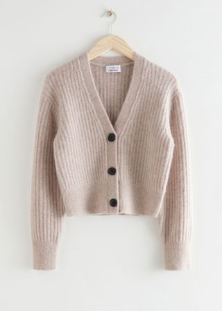 & Other Stories + Cropped Ribbed Alpaca Blend Cardigan