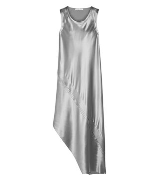 Helmut Lang + Asymmetric Paneled Silk-Satin Midi Dress