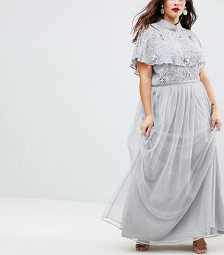Frock and Frill Plus + Premium Embellished Top High Neck Maxi Dress