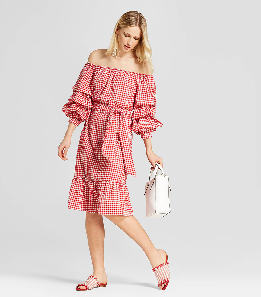Who What Wear + Pick Up Sleeve Bardot Dress